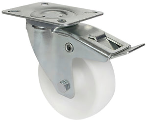 Robuste Transportgeräterolle mit 100 mm Durchmesser und 70 kg Tragfähigkeit aus Polypropylen.