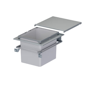 Mülltrennsystem für die Küche mit separaten Behältern für Papier, Kunststoff, Bioabfall und Restmüll.