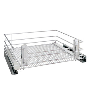 Ausziehkorb für Küchenschränke, 400 mm breit, aus Edelstahl, robust und korrosionsbeständig.