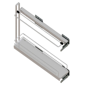 Schlanker Auszug für Unterschrank aus robustem Blech, passend für moderne Küchen, 150 cm breit.