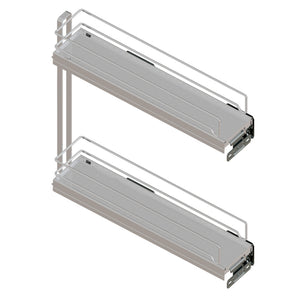 Schlanker Auszug-Unterschrank in Chrom mit sanft gleitenden Schubladen für die Küche.