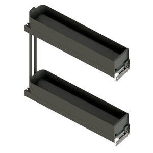 Schlanker Auszug Unterschrank 90 cm breit mit Hochglanz-Oberfläche und Soft-Close-System.