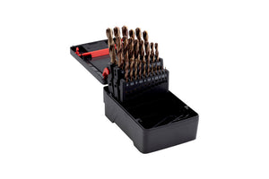 Spiralbohrer Metall Sortiment mit verschiedenen Größen aus HSCO-Stahl in robuster Aufbewahrungsbox