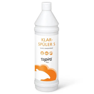 Tapira Plus Klarspüler S in einer weißen Flasche.
