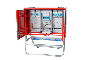 Moderner Stromverteiler GRUVERTSHRNK-(W-GV 250/S1) mit robustem Gehäuse und mehreren Anschlüssen.