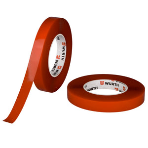 Doppelseitiges Befestigungsband in transparentem Rot, 19 mm breit und 10 m lang.