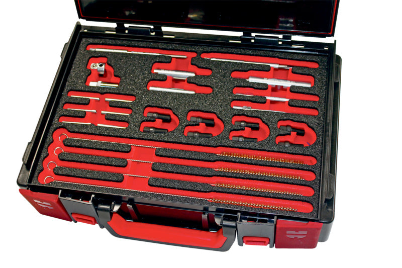 Zünd- und Glühkerzenwerkzeug Set mit verschiedenen Schlüsseln und Handbuch in kompakter Box.