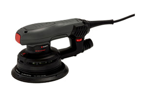 Kompakter Exzenterschleifer Elektro mit ergonomischem Griff und Staubabsaugungssystem.