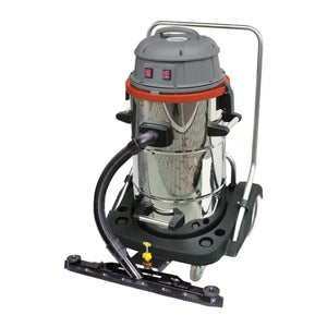 Nass-/Trockensauger mit Edelstahlgehäuse, 55L Fassungsvermögen und 1500W Leistung.