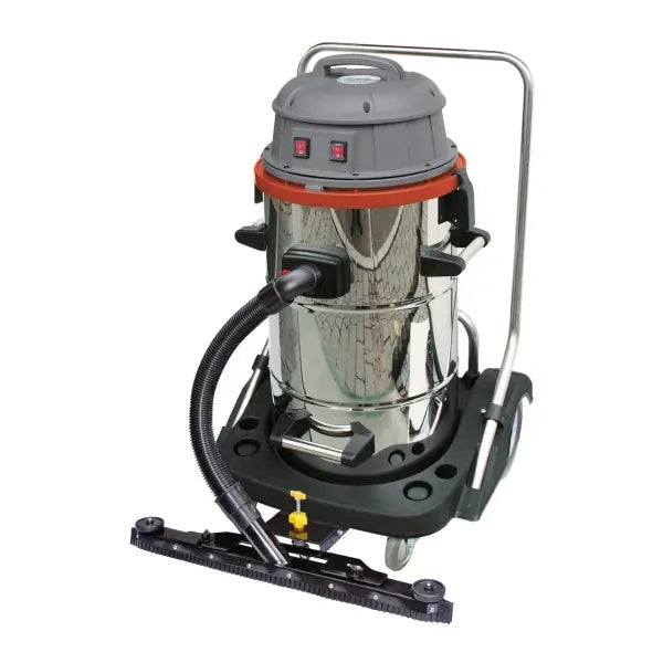 Nass-/Trockensauger mit Edelstahlgehäuse, 55L Fassungsvermögen und 1500W Leistung.