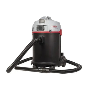 Robuster Nasssauger mit 30L Edelstahlbehälter und Schlauch.