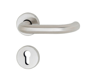 Türdrücker aus Edelstahl mit ergonomischem Griff und CLICK-ROS-Technologie für Objektbereiche.