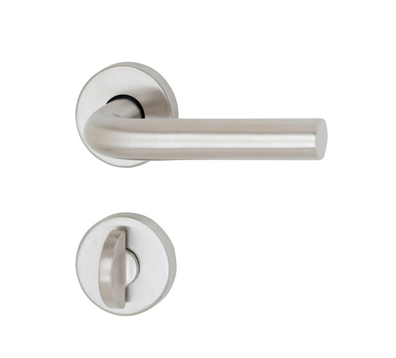 Türdrücker aus Edelstahl mit ergonomischem Design für den Objektbereich, Modell TD-A2-A303-CLICK-ROS.