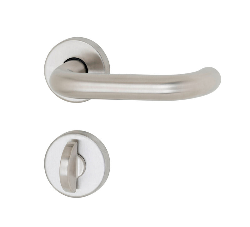 Türdrücker aus Edelstahl mit ergonomischem Griff und CLICK-Technologie für Objektbereiche.