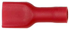 Red insulated wire, 6.3x0.8mm, packaged in a box of 100 units.