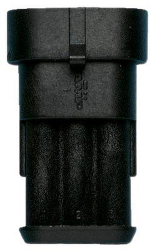 Three-tiered storage unit with four compartments in a sleek design.