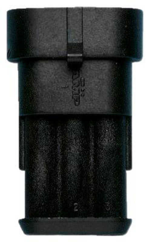 Three-tiered storage unit with four compartments in a sleek design.