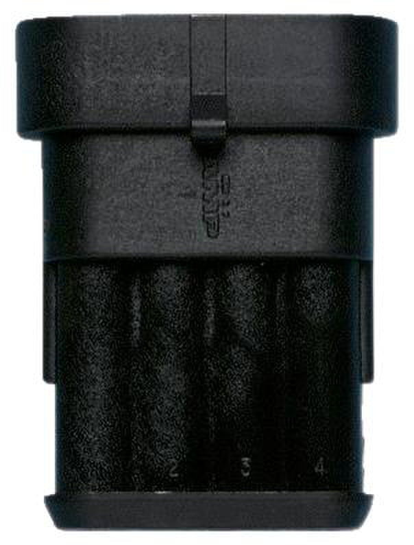 Four-compartment storage unit with a sleek design for organizing items.