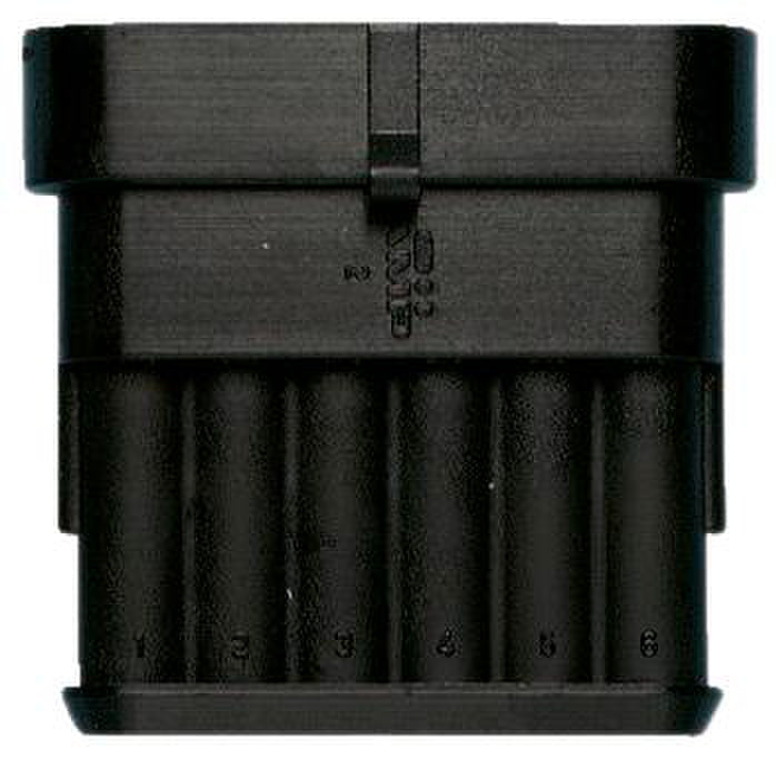 Sechsfach Verteiler mit 10 Einheiten in weißem Kunststoffgehäuse.