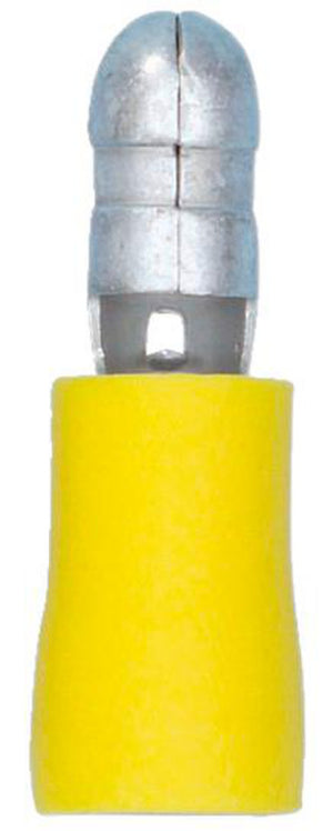 Isolierte Rundstecker in Gelb, Durchmesser 5 mm, für Kabelquerschnitte 4,0-6,0 mm², 50 Stück.