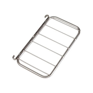 Edelstahl Ablagerost II mit stabilen Füßen und Ablauflöchern für effizientes Abtropfen.