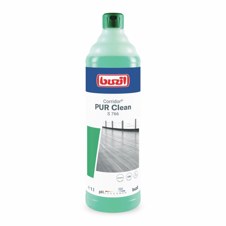 Corridor Pur Clean Reinigungsflüssigkeit in 1 Liter Flasche mit praktischem Verschluss.