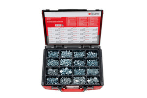 Blechschraube-Sortiment aus rostfreiem Edelstahl A2 mit 890 Teilen in praktischer Verpackung.