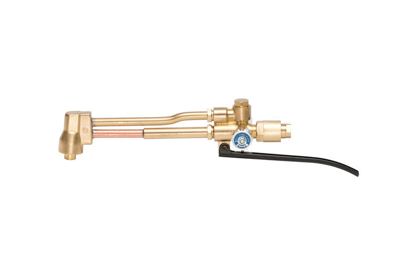 Schneidbrenner mit ergonomischem Griff und verschiedenen Düsen für präzises Schneiden und Schweißen.