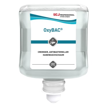 OxyBAC 1 Liter Kartusche mit BAuA-Reg-Nr. N-68234 zur Desinfektion von Oberflächen.