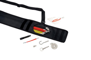 19-teiliges Schubstange-Kabeleinzugssystem-Set mit verschiedenen Längen und Zubehörteilen.