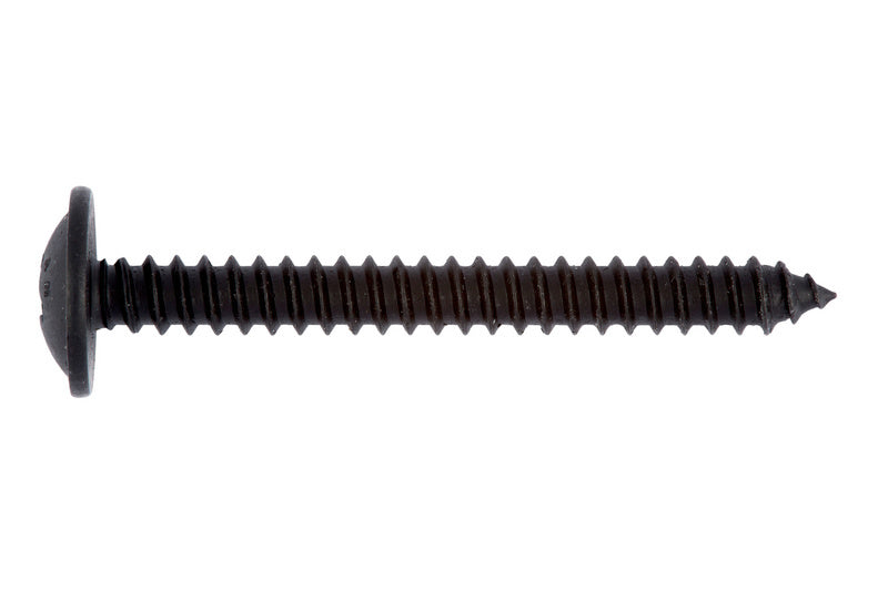 Blechschraube mit Linsenkopf und Flansch, aus Stahl, rostgeschützt und flächenbündig montierbar.