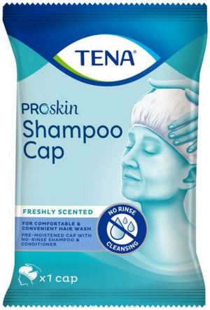 TENA Proskin Shampoo Cap, frisch duftend, für eine einfache Haarwäsche ohne Spülen.