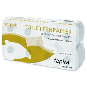 Tapira Premium Toilettenpapier, 4-lagig, hochweiß, Zellstoff.