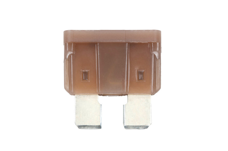 Silver and brown FLSTESI-ATO fuse with 5 amp rating, pack of 25 units visible in box arrangement