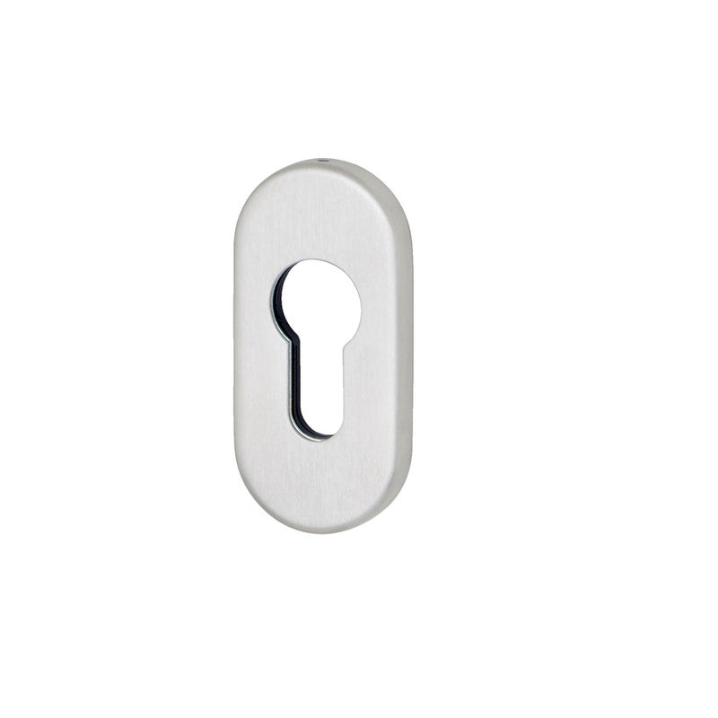 Edelstahl-Türdrücker A2 OVAL mit satinierter Oberfläche und eleganter, ovaler Form.