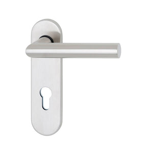 Türdrücker aus mattem Edelstahl mit PZ-Vorbereitung für den Objektbereich, Modell TD A2 A505 K PZ.