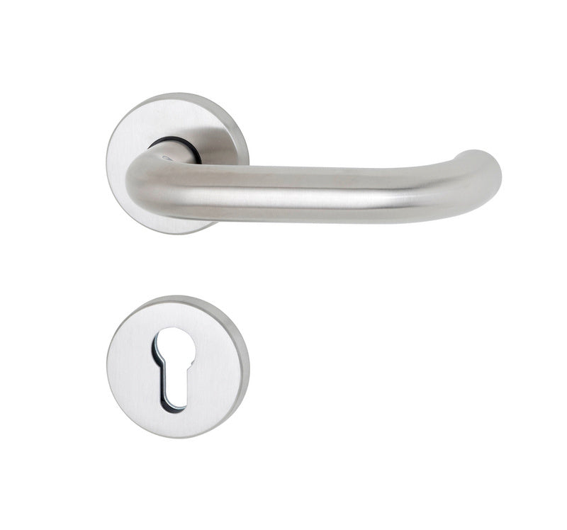 Edelstahl-Türdrücker TD-A2-A502/FS-CLICK mit modernem Design für Brandschutz- und Paniktüren.