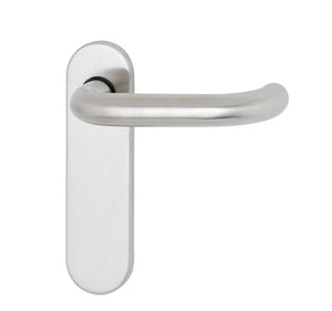 Edelstahl-Türdrücker für Brandschutz- und Paniktüren, Modell TD-A2-A502-FS, mit ergonomischem Design.