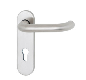 Edelstahl-Türdrücker für Brandschutz- und Paniktüren mit ergonomischem Design und langlebigem Material.