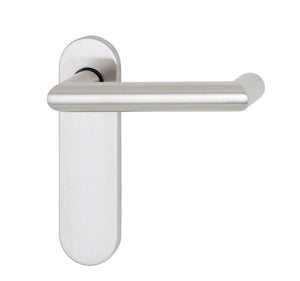 Edelstahl-Türdrücker für Brandschutz- und Paniktüren mit robustem, zeitlosem Design.