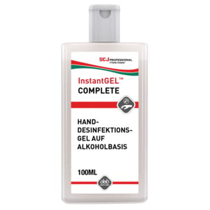 InstantGel Complete Handdesinfektionsgel auf Alkoholbasis, 100ml Flasche.