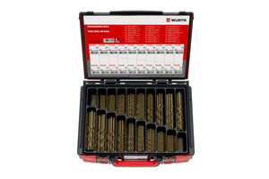 Spiralbohrer Metall Sortiment im Koffer mit verschiedenen Größen nach DIN338 Norm sichtbar