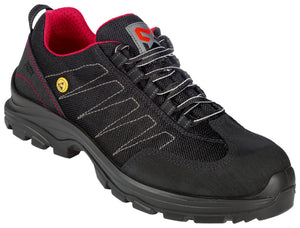 Schwarzer Sicherheitshalbschuh S1P mit verstärkter Zehenschutzkappe und breiter Passform Weite 11