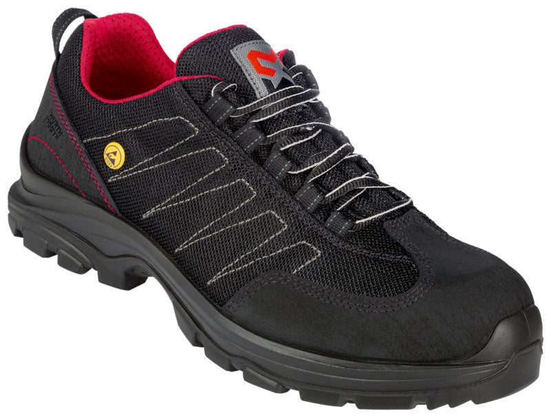 Schwarzer Sicherheitshalbschuh S1P mit verstärkter Zehenschutzkappe und breiter Passform Weite 11