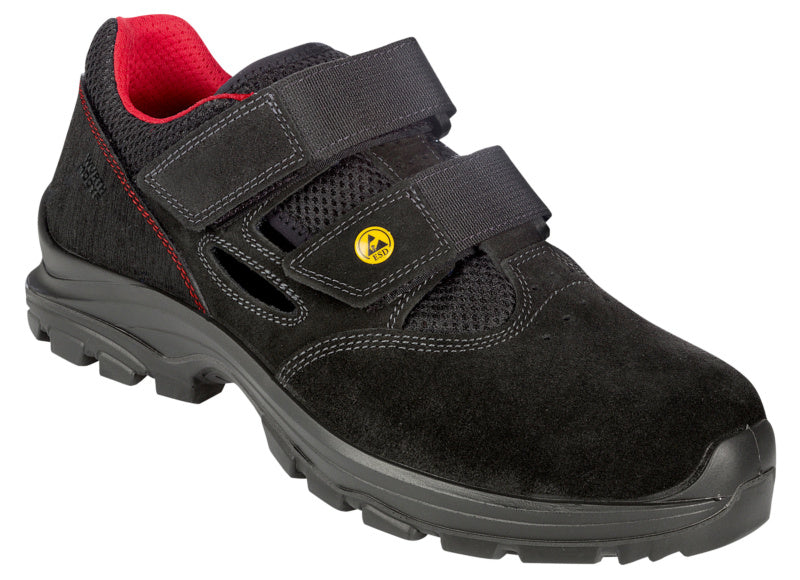 Schwarze Sicherheitssandale S1P JOY FLX mit durchtrittsicherer Sohle und ergonomischer Innensohle.