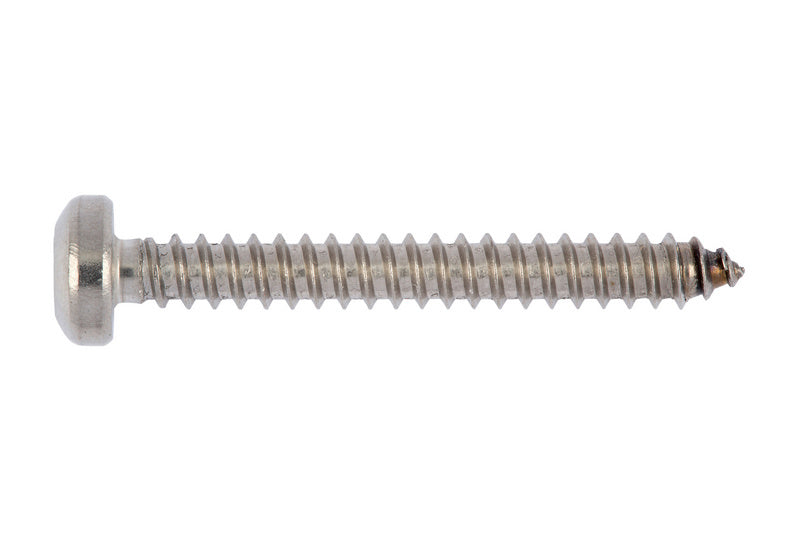 Blechschraube Linsenkopf mit flachem Kopf und spezieller Gewindegeometrie für Metallverbindungen.