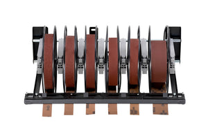 Abrollsystem für Schleifgewebe mit robuster Konstruktion und flexibler Montageoption.