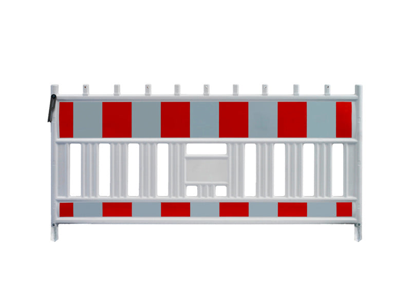Robuster Absperr-/Bauzaun in stabiler Ausführung, ideal für Baustellen und Veranstaltungen.