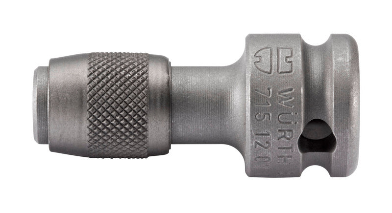 Adapter 3/8 Zoll mit 4-Kant Aufnahme in silberner Metallausführung