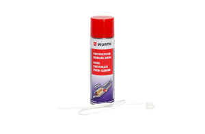 Reiniger für Rußpartikelfilter in einer spraybaren Flasche mit grünem Etikett.